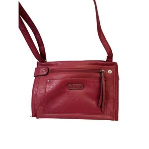Tyler Rodan Crossbody Shoulder Bag Womens Red Pebbled Faux Leather Multi Pocket